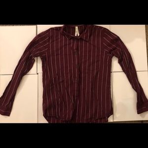 Girl Krazy burgundy striped button down top